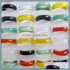 Band Rings 6Mm Wide Pink Green Red Glass Crystal Agate Jade Ring Jewelry Finger For Women Me Baby Drop Delivery Dhl03