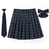 Rokken dames plaid ploeg rok met stroptie bowtie xs- 5xl harajuku preppy mini Japanse schooluniformen meisjes zomer jupe kawaii rok 230221