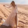 Party Dresses UMK Vintage Boho Wedding Dress Lace Puff Sleeves Tassel Sexy Open Back Unique Bohemian Beach Bridal Gowns 230221