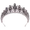 Tiaras barock vintage svart kristall strass kronor brud drottning prinsessa bröllop hår tillbehör elegant tiara diadem kvinnor smycken z0220