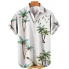 Camisas casuais masculinas verão camisa havaiana coco árvore 3d impresso manga curta camiseta roupas masculinas camisas de praia casuais para homens oversize 230220