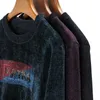 Erkek Sweaters 2023 Sonbahar Kış artı boyutu ince streç kadife şönil süveteri basit rahat kalın sıcak erkekler gelgit gelgit