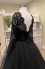 Party Dresses DREAM Gothic Long Sleeves Tulle Wedding Lace Appliques Sweep Black Gown Sweetheart Tiered Bridal 230221