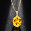 Pendant Necklaces Natural Citrine Jewelry Crystal Gold Color Chain Gemstone Necklace Wedding Bride For Women Lover Gift