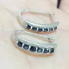 Hoop Earrings Natural Sapphire Earring 0.15ct 12pcs Gemstone 925 Sterling Silver For Men Or Women T8100110