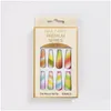 Falsche Nägel 12 teile / satz Gradient Lange Sarg Gefälschte Regenbogen Ballerina Fl Er Nail Art Tipps Schönheit Künstliche Maniküre Charms Drop Liefern Dhagq