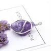 Charms Natural Stone Quartz Pendants Irregular Healing Crystal Amethyst Wire Wrapped For Jewelry Making Women Necklace