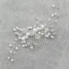 新しい真珠のヘッドピースコームホワイトクリスタルヘッドウェアバンケットディッシュヘアアクセサリー花嫁ヘッドウェアインサートヘッドピース