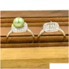 Smyckesinställningar S925 Sier Pearl Ring Holding Mouth Justering Beslag Diy Square Classic PS4MJZ029 DHHEA