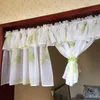 Curtain 1pcs Pastoral Style Half Tube With Green Red Printed Flowers Valance For Kitchen Cafe Window Height Customized