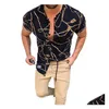 남성용 캐주얼 셔츠 플러스 크기 3XL 남성 빈티지 카디건 인쇄 반바지 슬리브 슬림 한 여름 하와이 셔츠 스키니 피트 다양한 패턴 DH0OQ