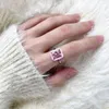 Anéis de cluster desejam que eu europeu e americano Natal S925 Sterling Silver Ring Female Crystal Cube Sugar Rhinestone Holiday Gift Jewelry