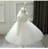 Vestidos da menina bebê menina vestido de casamento manga longa meninas recém-nascidas natal princesa vestidos contas rendas infantil crianças 1 ano aniversário vestido de batismo