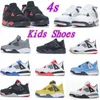 حذاء Jumpman 4s 4 للأطفال والأولاد والبنات حذاء كرة السلة أسود متوسط القطة السوداء حذاء رياضي أزرق للأطفال الصغار مقاس 22-35 يورو