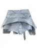 Damen-Shorts DEAT Fashion Denim Patchwork Unregelmäßige hohe Taille Burr Distressed Fake 2 Stück Blau Frühling 2023 7E7052 230220