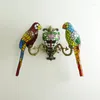 Lampy ścienne Tiffany Parrots Lampa przejście balkonowy Wejście Europa Vintage Creative Ganch Light D41801