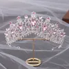 Tiaras diezi barock lyx elegant drottning prinsessa tiara krona lila rosa ab crystal tiara för kvinnor bröllop huvudbonad hår smycken z0220