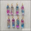 Charms 2 Colors Purple Blue Glass Hexagon Prism Handmade Copper Wire Pillar Shape Pendants For Jewelry Makin Mjfashion Drop Delivery Dht1S