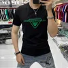 القمصان للرجال الصيف القصيرة الأكمام tshirt رسالة المثلث النحيف للرجال مركبة القطن الذكور الذكور المحملات أونك أزياء عرضية رين رجل الملابس Z0221