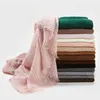 Ethnic Clothing Premium Bubble Cotton Muslim Hijab Wrap Fashion Women's Solid Thick Scarf Long Shawl Plain Color Islam Headscarf Non See