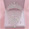 Tiaras högkvalitativa modekristall bröllop brud smycken sätter kvinnor brud tiara kronor örhängen halsband bröllop smycken tillbehör z0220