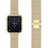 Straps banda de diamante de luxo para o relógio de maçã 8 7 41 45mm Ultra 49mm Iwatch Series 6 SE 5 4 38mm 40mm 42 44mm Mulheres alça de aço inoxidável