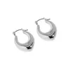 Hoop Earrings Retro Authentic 925 Sterling Silver Smooth U" Geometric Huggie Ear-bone Accessories Jewelry C-HEH632