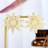 Серьги Soramoore Fashion Luxury Round Sun Flower for Women Свадебная кубическая цирконие