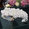 Tiaras silver färg pärla hårband pannband tiara kvinnor korea elegant hår hoop prydnad brud bröllop hår tillbehör smyckeband z0220