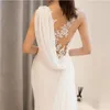 Party Dresses Sexy Oneck Sleeveless Bridal Mermaid Summer Chiffon Wedding DressBackless 2023 Lace Appliques Robe De Customize 230221