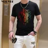 T-shirts pour hommes Nouveau Design T-shirt pour hommes Tête de tigre colorée Hot Diamond Top à manches courtes Summer Trend Slim Casual Male Bottoming Tees Shirt 5X Z0221