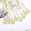 Chaînes Collier Initial Pour Femmes Plaqué Or Rond Lettre Nom Pendentif Chaîne Ras Du Cou Collares A-Z Bijoux Cadeaux De Noël