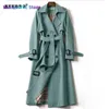 Trenchs femme Aiguille coupe-vent femmes mi-longueur Trench manteau Harajuku Preppy Style double boutonnage ample col Polo coréen Vintage T220809 022123H