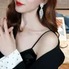 Boucles d'oreilles pendantes de luxe coréen avec strass pour femmes, Hyperbole Extra grand cristal, bijoux de fête de mariage à la mode