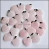 Charms Natural Stone 20Mm Heart Tigers Eye Rose Quartz Opal Pendant Pink Crystal Pendants Chakras Gem Fit Earrings Necklace Making D Dhw7O