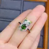 Klusterringar kjjeaxcmy fina smycken s925 sterling silver inlagd naturlig diopside flicka klassisk ringstöd kinesisk stil med låda