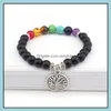 Charm Bracelets 8Mm Natural Stone Bracelet 7 Chakra Tree Of Life Mticolor Beads Stones Women Men Yoga Drop Delivery Jewelry Dhp3I