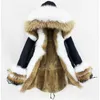 Women's Fur & Faux Women Real Coat Winter Jacket Liner 2023 Collar Hood Cuffs Long ParkaThick Warm Natural Raccoon