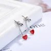 Stud Earrings Korean Style Red Heart For Women Sweet Temperament Chinese Earings Fashion Jewelry Wholesale Gifts Girls Ladies