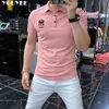 Men's T-Shirts Men's Embroidery Solid Color Polo Shirt Slim Lapel Short Sleeve 2022 Summer New College Style Tshirt Male High Quality Clothing Z0221