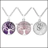 H￤nge halsband Natural Stone Tree of Life Gem Halsband Chakra Reiki Healing Crystals Round smycken Drop Delivery Pendants DHG7O