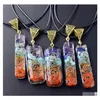 Hanger kettingen retro reiki genezing colorf chips steen natuurlijke chakra orgone energie ketting pendum amet orgoniet kristal druppel del dhzia