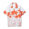 Men's Casual Shirts Fashion Men's Men Hawaiian Camicias One Button Wild Polyester Kapok Printed Short-sleeve Blouses Tops