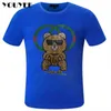 Camiseta masculina camiseta masculina camisetas de luxo de luxo camisetas de manga curta urso strass design masculino masculino top algodão casual plus size homem homem 4xl z0221