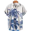 Camisas casuais masculinas verão camisa havaiana coco árvore 3d impresso manga curta camiseta roupas masculinas camisas de praia casuais para homens oversize 230220