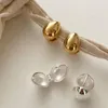 Boucles d'oreilles créoles S925 en argent Sterling goutte forme géométrique plis haricots boucle d'oreille pour les femmes bijoux métalliques minimalistes