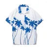 Men's Casual Shirts Fashion Men's Men Hawaiian Camicias One Button Wild Polyester Kapok Printed Short-sleeve Blouses Tops