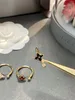 Mode Luxus Damen Ring S925 Silber Gold vierblättriges Kleeblatt Designer Band Ringe für Frau kleine frische einfache Nische Senior Sense Öffnungsring