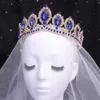 Tiaras Diezi Baroque 고급 푸른 블루 크리스탈 티아라 크라운 공주 여왕 녹색 빨간색 라인 스톤 티아라 웨딩 파티 헤어 액세서리 헤드 드레스 Z0220