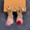 3Style New Designer Keychain Rabbit and Panda 플러시 귀여운 숙녀 가방 남자 자동차 주요 고급 크리에이티브 펜던트 루이젤리 Vittonlies